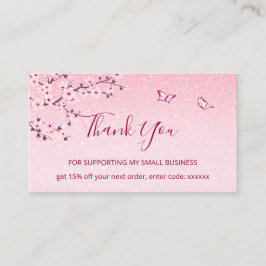さくらんぼブロッサムピンクグリッターありがとう 名刺