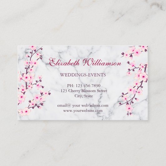 さくらんぼブロッサムピンクグレーマーブルアポイントメント 名刺 (裏面)