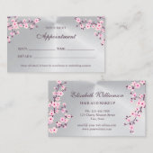 さくらんぼブロッサムピンクシルバーアポイントメントカード 名刺 (正面/裏面)