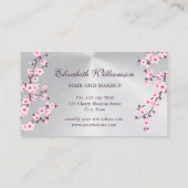 さくらんぼブロッサムピンクシルバーアポイントメントカード 名刺 (裏面)