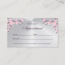 さくらんぼブロッサムピンクシルバーアポイントメントカード 名刺