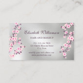 さくらんぼブロッサムピンクシルバーアポイントメントカード 名刺 (裏面)