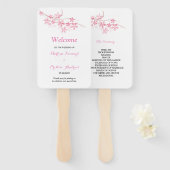 さくらんぼブロッサムピンクネイビーフローラ結婚式 プログラム ハンドファン (正面&裏面)