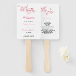 さくらんぼブロッサムピンクネイビーフローラ結婚式 プログラム ハンドファン