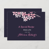 さくらんぼブロッサムピンクネイビーブライダルシャワーレシピ ポストカード (正面/裏面)