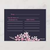 さくらんぼブロッサムピンクネイビーブライダルシャワーレシピ ポストカード (裏面)