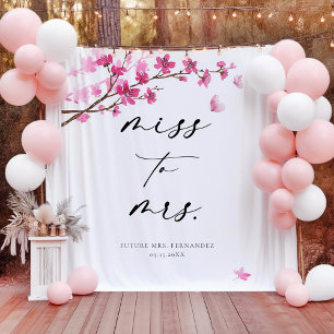 さくらんぼブロッサムピンクバタフライブライダルシャワー タペストリー