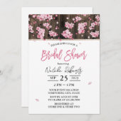 さくらんぼブロッサムピンクフローラブライダルシャワー 招待状 (正面/裏面)