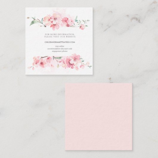 さくらんぼブロッサムピンクフローラ結婚のウェブサイト エンクロージャーカード (正面/裏面)