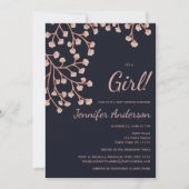 さくらんぼブロッサムピンクブルーガールベビーシャワー 招待状 (正面)