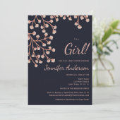 さくらんぼブロッサムピンクブルーガールベビーシャワー 招待状 (スタンド正面)