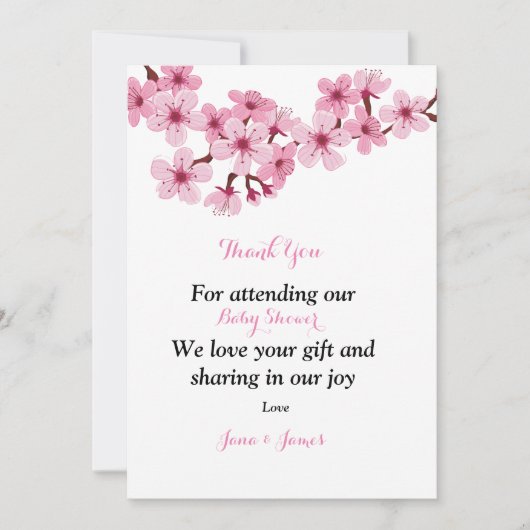 さくらんぼブロッサムピンクホワイトフローラサンキューカード サンキューカード (正面)
