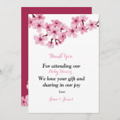 さくらんぼブロッサムピンクホワイトフローラサンキューカード サンキューカード (正面/裏面)