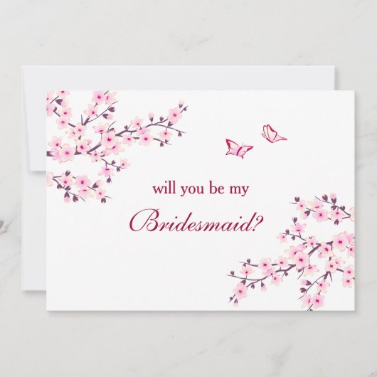さくらんぼブロッサムピンクホワイトブライドメイド 招待状 (正面)