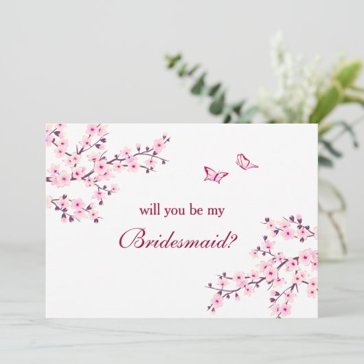 さくらんぼブロッサムピンクホワイトブライドメイド 招待状 (スタンド正面)