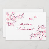 さくらんぼブロッサムピンクホワイトブライドメイド 招待状 (正面/裏面)