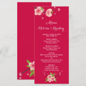 さくらんぼブロッサムピンクホワイト結婚フローラのメニュー プログラム (正面/裏面)