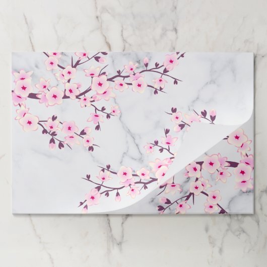 さくらんぼブロッサムピンク大理石モダンフローラ  ペーパーパッド (折り畳み)