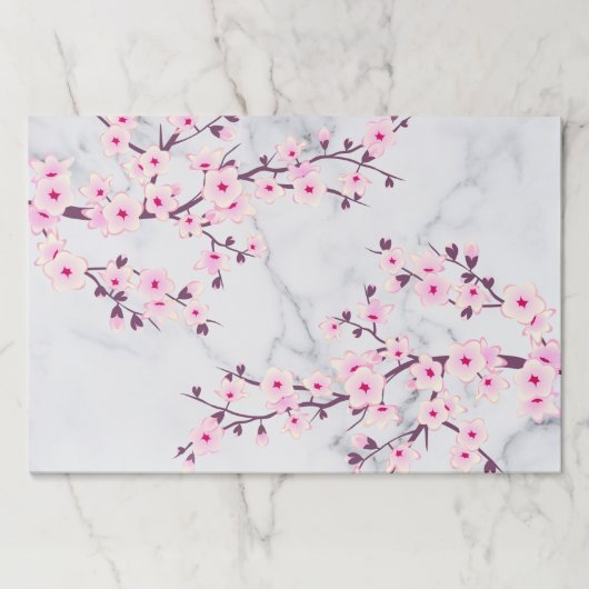 さくらんぼブロッサムピンク大理石モダンフローラ  ペーパーパッド (正面)