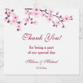 さくらんぼブロッサムピンク感謝していホワイト結婚ユアズ スパークリングワインラベル (シングルラベル)