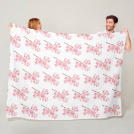 さくらんぼブロッサムピンク日本の桜かわいいフリース フリースブランケット