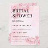 さくらんぼブロッサムピンク桜フローラブライダルシャワー 招待状 (正面/裏面)