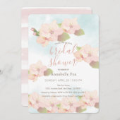 さくらんぼブロッサムピンク水彩ブライダルシャワー 招待状 (正面/裏面)