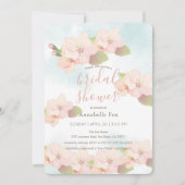 さくらんぼブロッサムピンク水彩ブライダルシャワー 招待状 (正面)