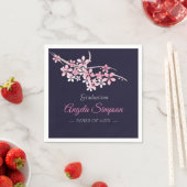 さくらんぼブロッサムピンク海軍フローラ卒業パーティー スタンダードカクテルナプキン (インサイチュ)