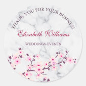 さくらんぼブロッサムピンク灰色の大理石ありがとう ラウンドシール (正面)