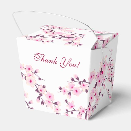 さくらんぼブロッサムピンク白カスタムウェディング フェイバーボックス (裏面サイド)