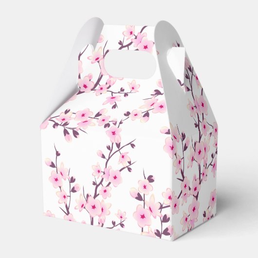 さくらんぼブロッサムピンク白カスタムウェディング フェイバーボックス (裏面サイド)