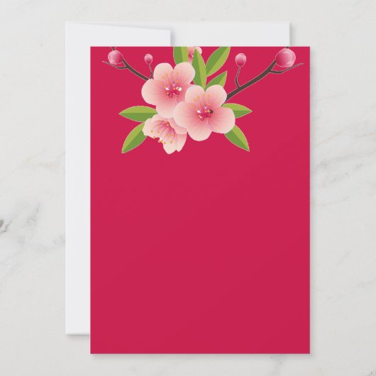 さくらんぼブロッサムピンク白グリーンフローラありがとう サンキューカード (裏面)