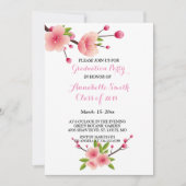 さくらんぼブロッサムピンク白フローラ卒業パーティー 招待状 (正面)