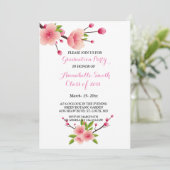 さくらんぼブロッサムピンク白フローラ卒業パーティー 招待状 (スタンド正面)