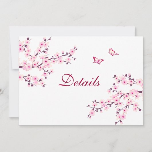 さくらんぼブロッサムピンク結婚ホワイト詳細 招待状 (正面)