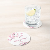 さくらんぼブロッサムピンク結婚ホワイト ラウンドペーパーコースター (インサイチュ)