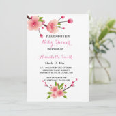 さくらんぼブロッサムピンク緑のフローラベビーシャワー 招待状 (スタンド正面)