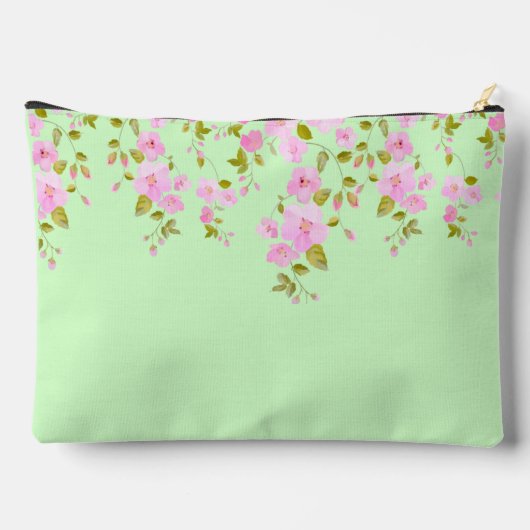 さくらんぼブロッサムピンク&グリーンかわいらしカスタム アクセサリーポーチ (裏面)
