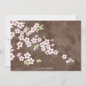 さくらんぼブロッサムピンク&ブラウンベビーガールフォト誕生 案内状 (裏面)