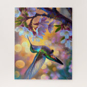 さくらんぼブロッサムファンタジーサンライズハミングバード ジグソーパズル (縦)