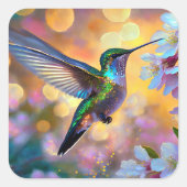 さくらんぼブロッサムファンタジーサンライズハミングバード スクエアシール (正面)