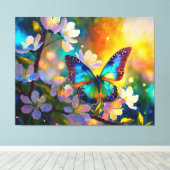 さくらんぼブロッサムファンタジーサンライズバタフライ キャンバスプリント (インサイチュ (ウッドフロア))