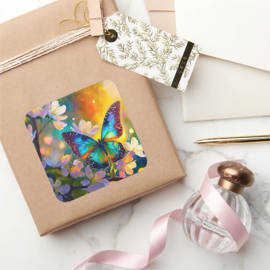 さくらんぼブロッサムファンタジーサンライズバタフライ スクエアシール (ギフト)