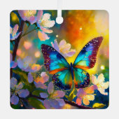 さくらんぼブロッサムファンタジーサンライズバタフライ メタルオーナメント (正面)