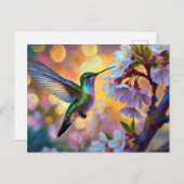 さくらんぼブロッサムファンタジーハミングバード ポストカード (正面/裏面)