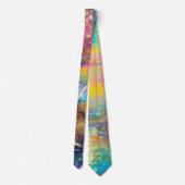 さくらんぼブロッサムファンタジーフローティングブルー花びらも ネクタイ (裏面)