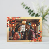 さくらんぼブロッサムフォトチベット結婚語 サンキューカード (スタンド正面)