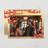 さくらんぼブロッサムフォトチベット結婚語 サンキューカード (正面/裏面)