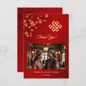 さくらんぼブロッサムフォトチベット結婚語 サンキューカード (正面/裏面)